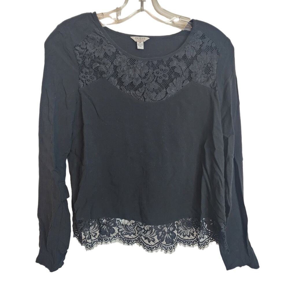 Guess Long Sleeve Lace Detail Blouse, Small